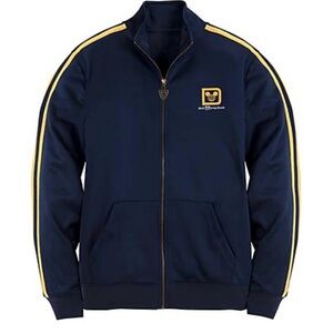 Disney Navy Blue Track Jacket Yellow Stripes Full Zip Athletic EUC Disney Parks